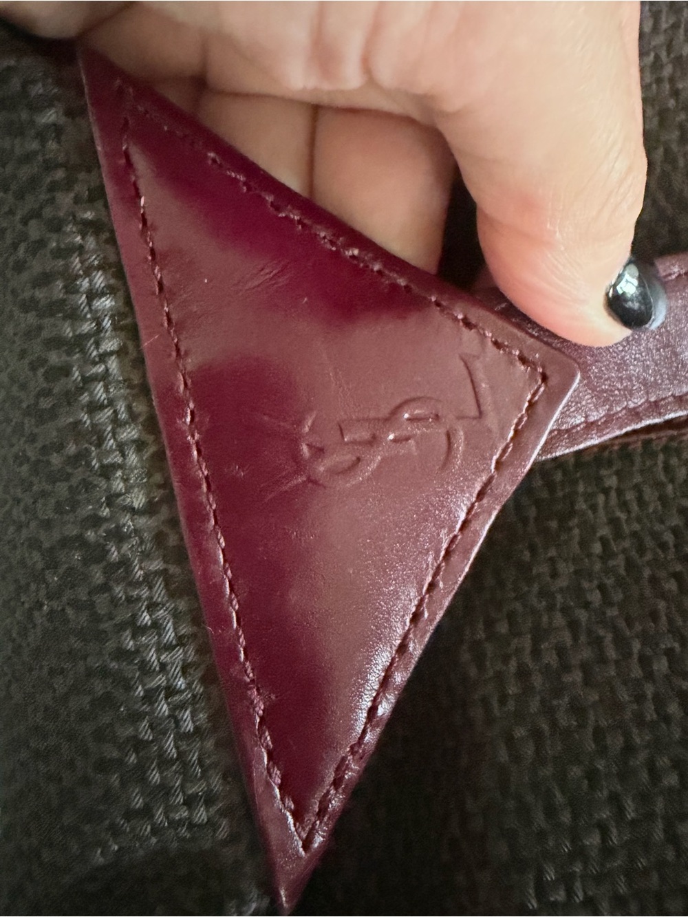 Vintage Yves Saint Laurent Burgundy & Gray Boston Bag | Classic YSL Satchel | Au - Picture 8 of 15